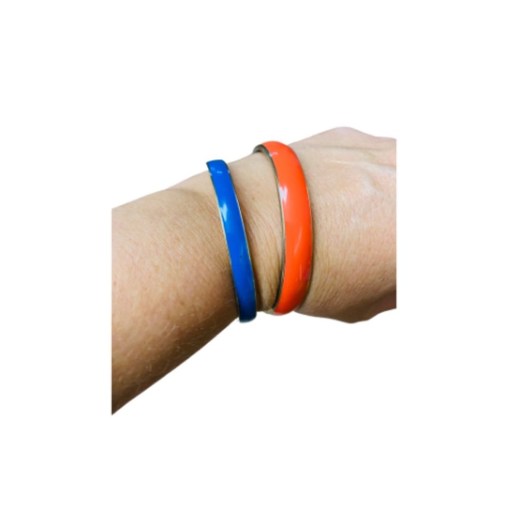 - J CREW NAIL BLUE & ORANGE  WITH GOLDEN INTERIOR